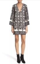 Nwt! Alice + Olivia Katt Embroidered Boho Kaftan Mini Dress Xs Blogger Pick