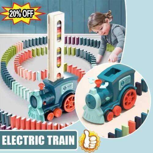 Train Domino électrique 120 Blocs – Effets Son Et Lumière, Pose Automatique – Cadeau Construction 3 Ans Et Plus