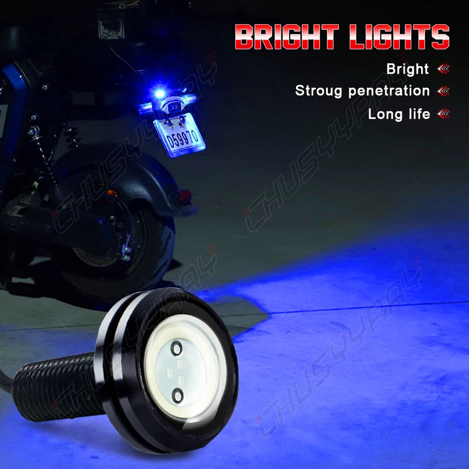 4X Car Front Grille Lights Blue Lighting Grill Led Light Warning Lamp Universal - Image 4 of 4