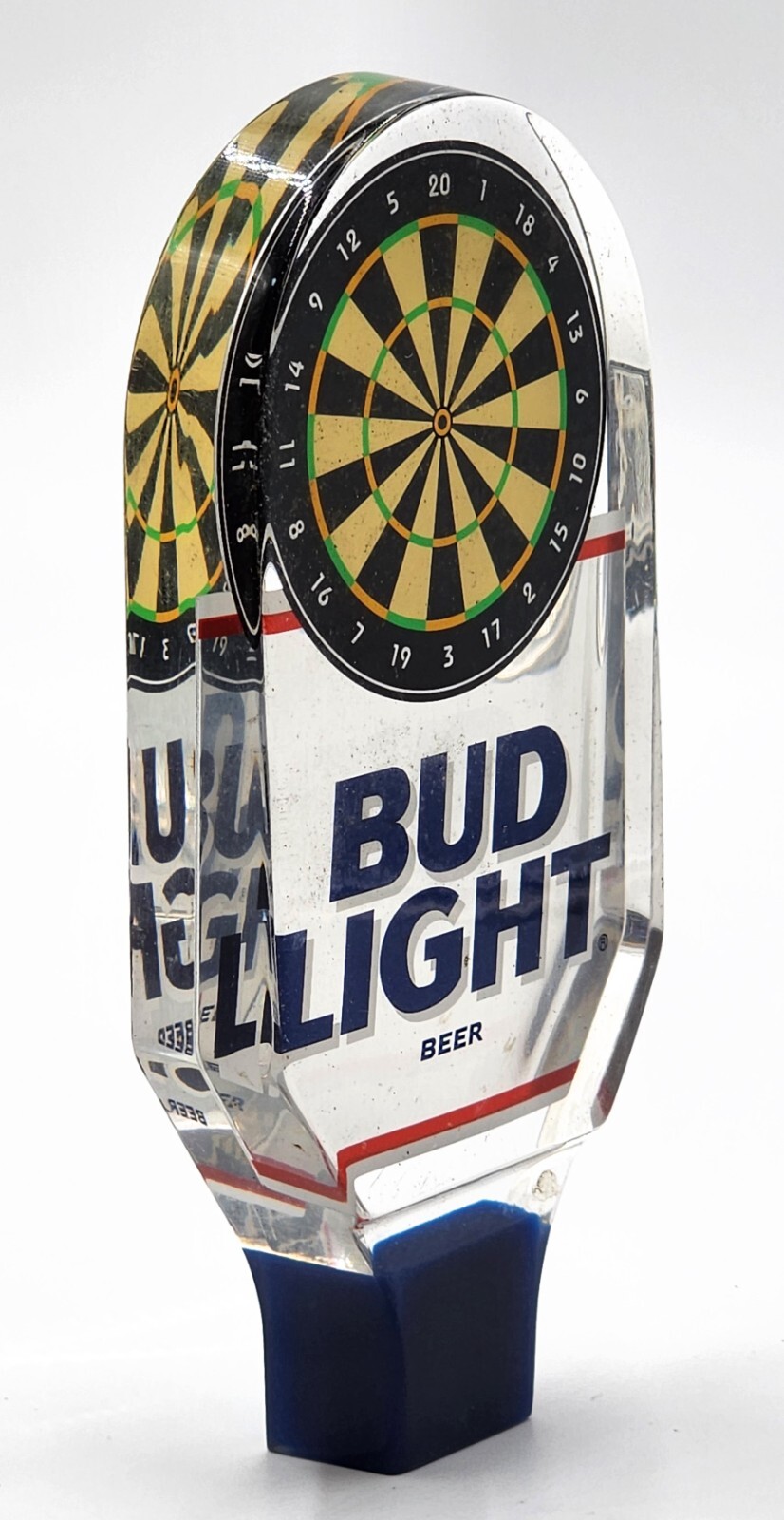 Bud Light Budweiser Beer Acrylic Lucite Dart Board Tap Handle Darts Clear 6.5 in