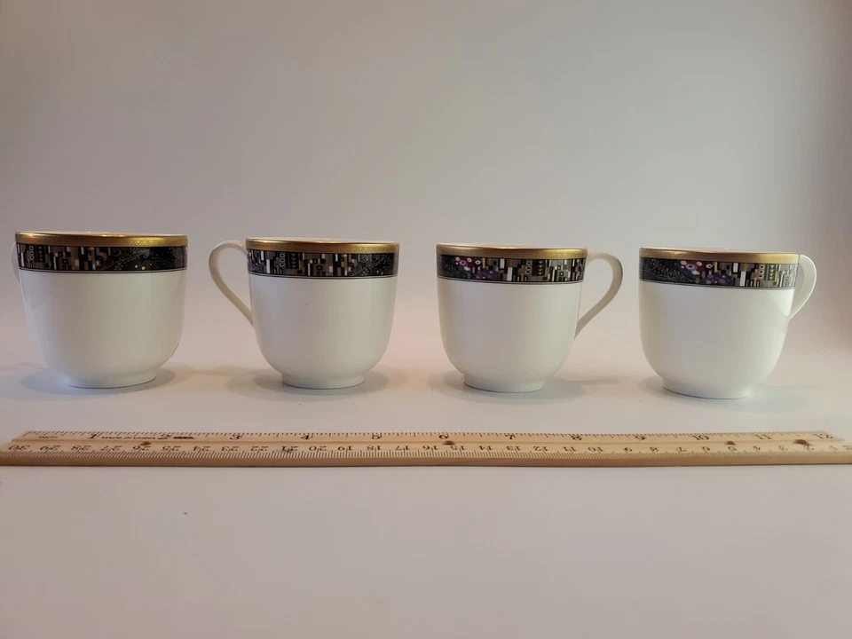 Té/café Mikasa 3"x3" 6 oz. Juego de 4 tazas Royal Glimmer CAG II USADAS EN EXCELENTE ESTADO Foto 2 de 4