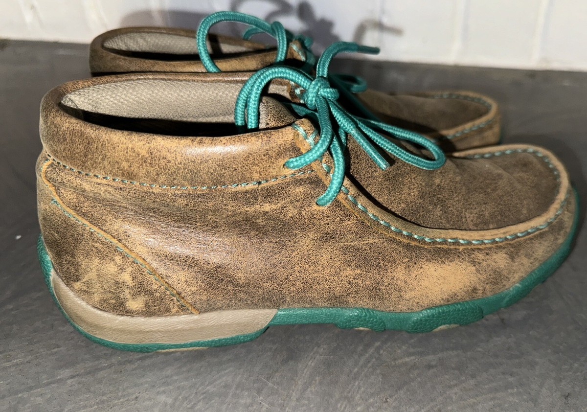 Women's Twisted X WDM0020 Driving Moc Bomber/Turquoise Leather 5.5 M