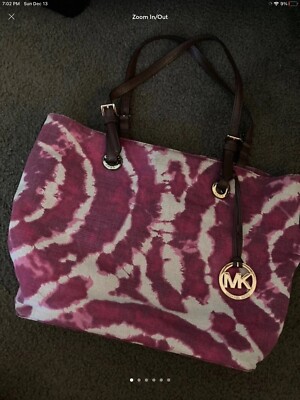 Michael Kors Zebra Print Canvas Tote Bag