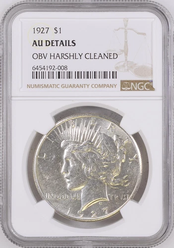 :1927-P 1$ SILVER PEACE DOLLAR NGC AU-DETAILS CLEAR &: BRIGHT HIGHER-GRADES
