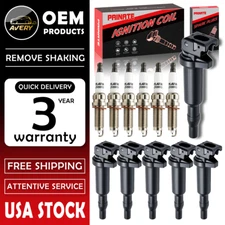 ✅ OEM 6 Ignition Coil + Iridium Spark plugs for BMW 128 335 328 528 535 X5 UF592