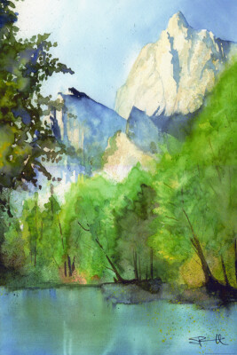 CANVAS Kings Canyon by Sean Parnell 36x24 Watercolor Painting Print