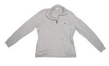 Lacoste Mens Gray Cotton Long Sleeve Collared 1/4 Zip Pullover Sweatshirt 4