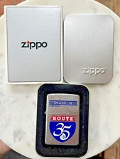 NIB Zippo Route 35 Century Companies Lighter Never Used w/ Box 2 1/4" Zippo