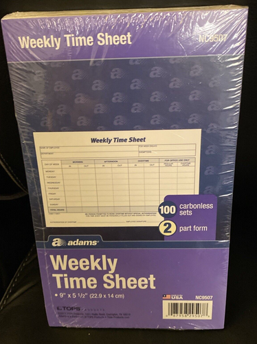 Adams Weekly Time Sheets, 2 Part, 9 x 5.5 Inches, 100/Pad, Carbonless - Picture 3 of 3