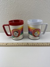 Lot of 2 Vintage Good Sam RV Rainbow Eagle Made in USA Plastic Mugs Red/White