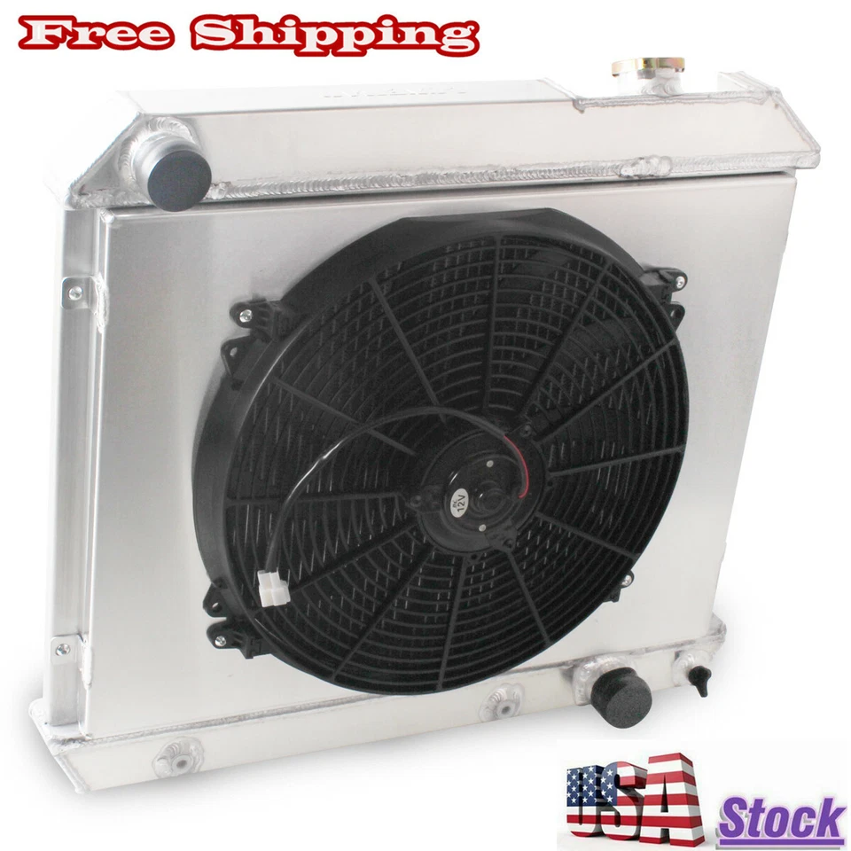 3Row Radiator&Fan For 1963-1966 Chevy C/K 10 20 Oldsmobile F85 Deluxe 5.4L V8 Foto 3 de 4