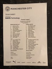 MANCHESTER CITY V LEEDS UNITED 14.12.2021  OFFICIAL TEAMSHEET