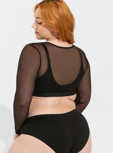 Torrid Black Mesh Under It All Crop Top NWT New 1X - Picture 9 of 11