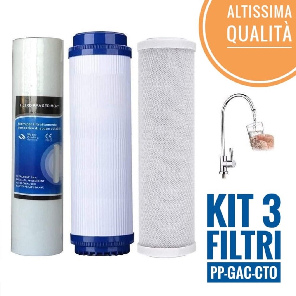 Kit 3 Filtri Acqua Per Depuratori Domestici – Cartucce Sedimenti E Carbone Attivo 10 Pollici