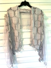 Boho Scarf Shawl 18x96” Wool Blend Cottagecore Lace Ruffles