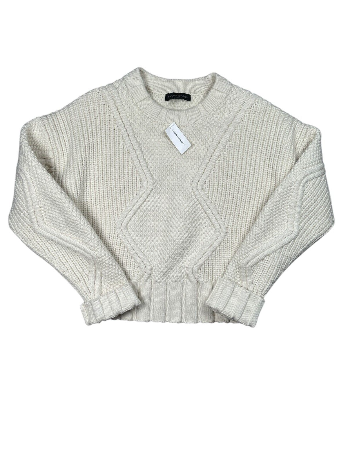 Banana Republic Womens Chunky Ribbed Ivory Travel Sweater NWT