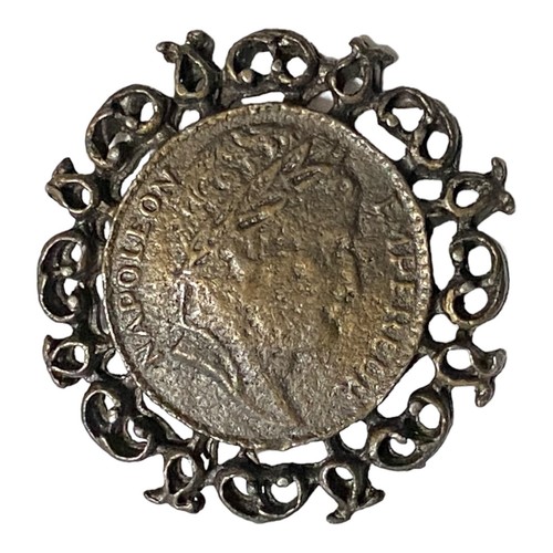Antique Napoleon Empereur Coin Clip Brad Brooch Collar Jacket Pin