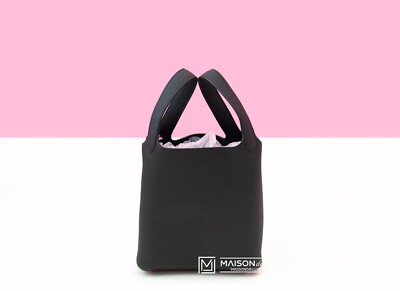 NEW HERMES NOIR BLACK PICOTIN LOCK 18 PM BAG PHW HANDBAG KELLY