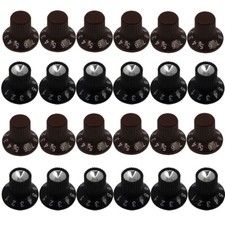 12Pcs Guitar AMP Knob Amplifier Skirted Knobs Black Silver Cap For Fender US