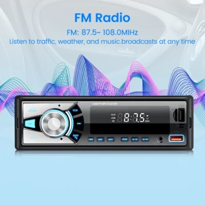 Autoradio Bluetooth, lecteur MP3, 1DIN, pour voiture 4X45Watts - Photo 1/4