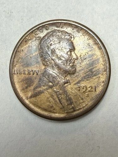 ** 1921-S XF  'WOODY'  LINCOLN CENT-  MINT LAMINATION ERROR- RARE COIN 🔥**