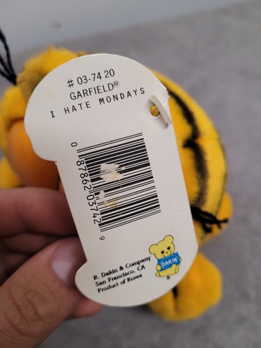 Camicia vintage Garfield peluche peluche odio lunedì 1981 Dakin 8" - Foto 5 di 5