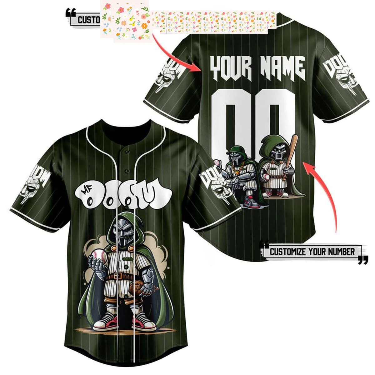 MF Dooom Super Villain Personalized Baseball Jersey