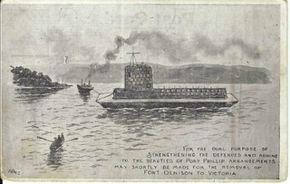 Moving Fort Dennison to Melbourne. Federation era Australian humour postcard.