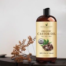 Premium Organic Castor Oil 100 Pure and Hexane-Free Cold-Pressed Beauty 16 fl.