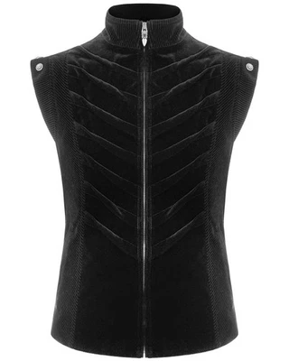 Punk Rave Hombre Gótico Steampunk Chaleco Top Terciopelo Negro Regency Medieval - Imagen 1 de 4