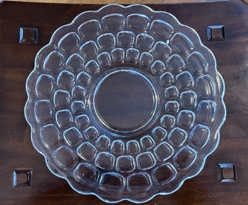 Vintage Yorktown Federal Glass “Bubble Glass” Cake Plate/Platter, Approx 11 in.
