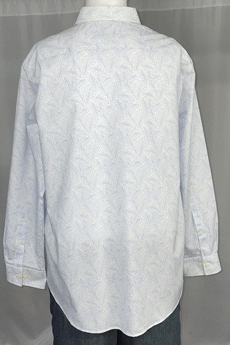 Michael Kors Slim Fit Admiral Blue Geometric Button Up Men Shirt XL 17 1/2 New - Picture 2 of 3