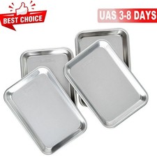 4 Pack Naturals Aluminum 1/8 Sheets Pan Bakery Cake Bun Pan 10.1" x 7" x 1.1"