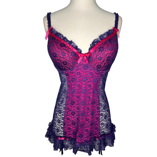 Victoria's Secret Sexy Little Things Babydoll rosa lila Spitze Dessous 36D