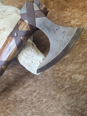 Hand-Forged Bearded Axe Hatchet | Leather Wrapped Handle & Sheath | Viking Style