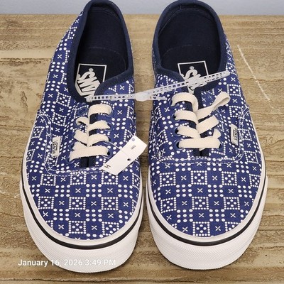 Vans Authentic Shoes Women's 8.5 Sneakers Blue White Checkers Skateboarding New