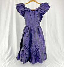 VTG Gunne Sax Jessica McClintock USA Sz 10 80s Purple Taffeta Prom Party Dress