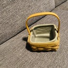 Longaberger  7-1/2" Square Handle Basket with Liner and Protector 2003 Signed — photo 1