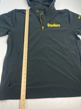 Nike Men's NFL Steelers Sideline Coach 1/4 Zip Short Sleeve Hoodie Jacket Large