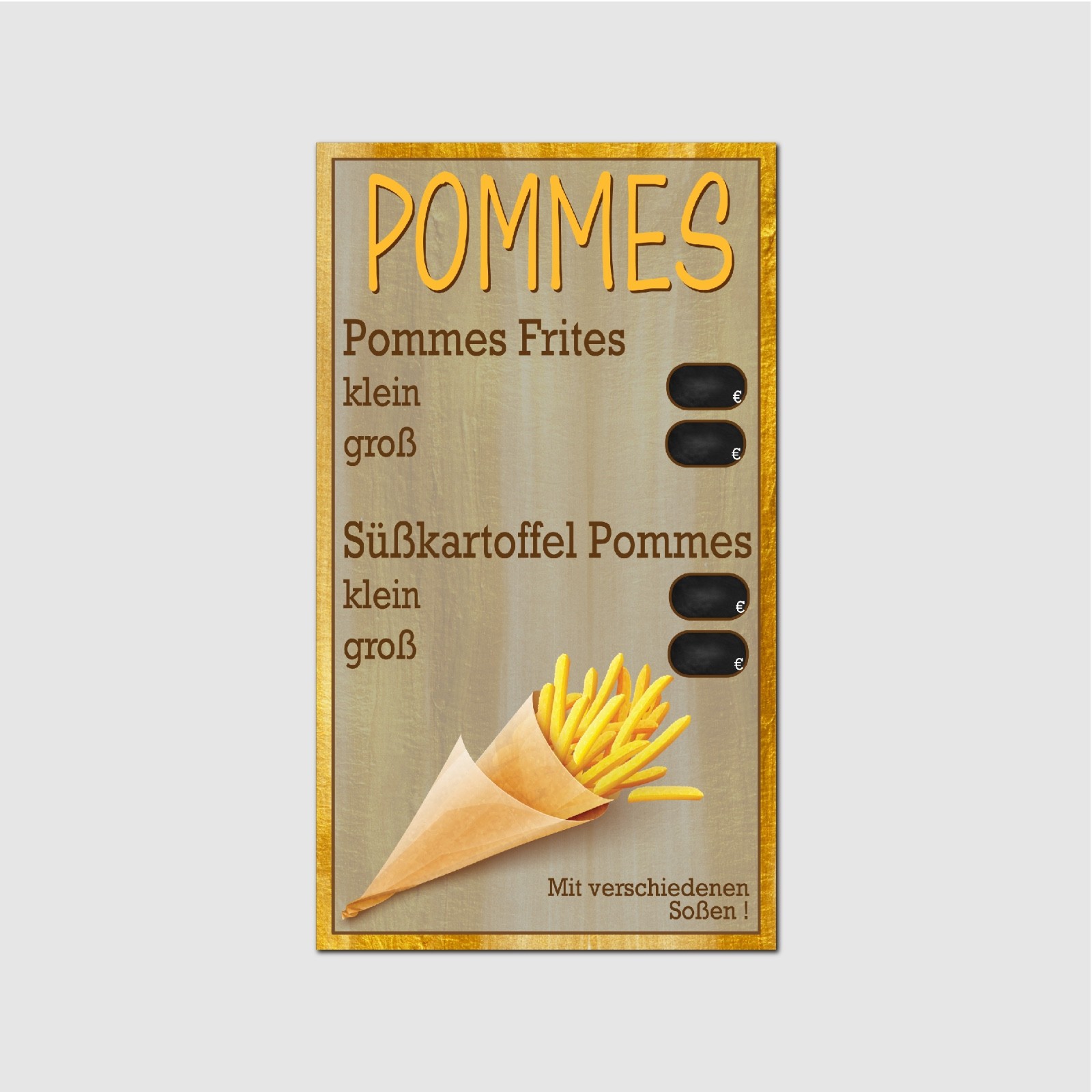 Pommes Kartoffel Preistafel Schausteller Reklame Alu Dibond *NEU
