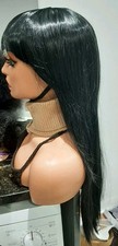 christmas clearance Sale Fringe heat resistant  Black color Wig. 24 inches.