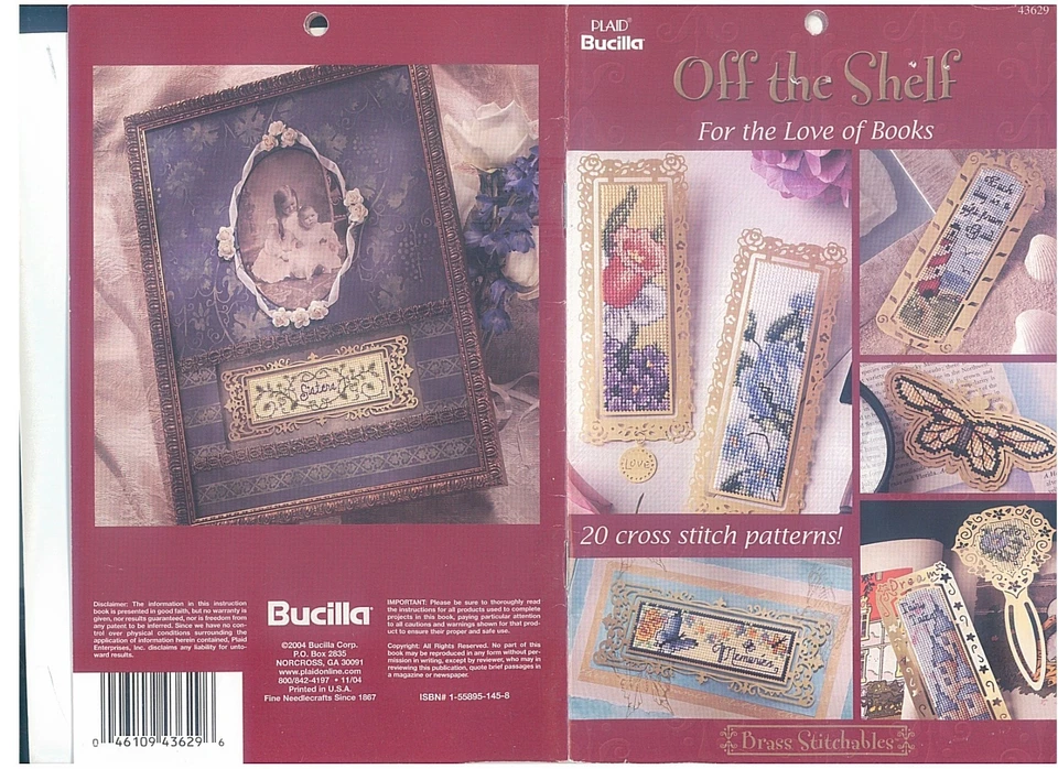 Off the Shelf 20 Cross Stitch Patterns Booklet Plaid Bucilla 43629 2004 - Image 2 of 2