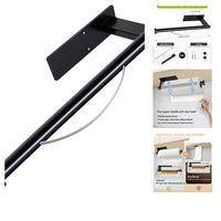 Edelstahl KüChenrollenhalter Unter Schrank, DäMpfungswirkung, Schwarz, 32X10,2