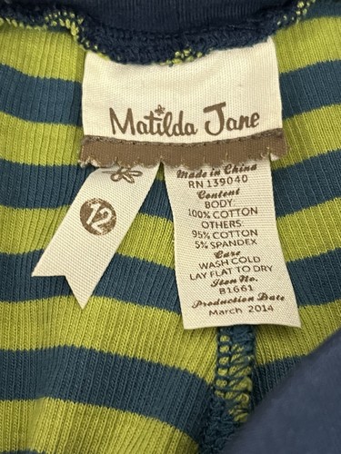 Matilda Jane Secret Fields Hudson Ribbed Leggings Striped Pants Girl's 12 - Picture 4 of 5