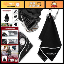 4-in-1 Magnetic Golf Towel  Brush - 3 Stage Cleaning System, Microfiber, 15.7"x