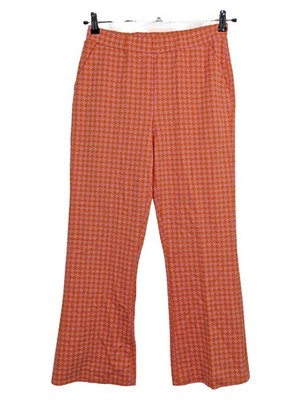 SEM PER LEI Stoffhose Damen Orange Pink Muster Gr. 44 / 38 M Retro