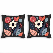 Set of 2 Decorative Throw Pillow Covers 18x18in - Floral Design
