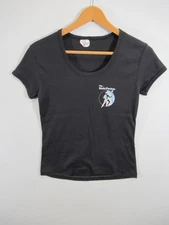 Vintage 70s Baby Tee Women XL Black Single Stitch Scoop Neck The Male Factor