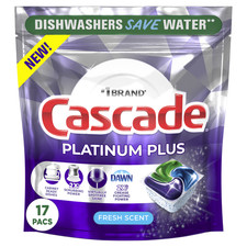 Cascade Platinum Plus Dishwasher Pods, Fresh Scent, 17 CT pack of 6  102 count