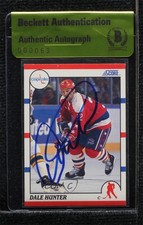 BAS 1990-91 Score Bilingual Dale Hunter #44 Beckett Auth Sticker Auto ur8